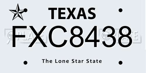 FXC8438 Texas License Plate