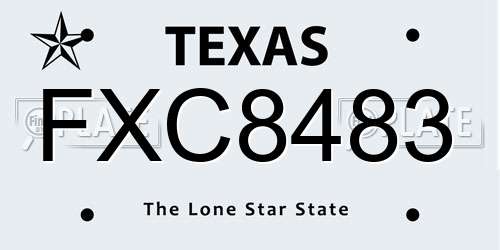 FXC8483 Texas License Plate