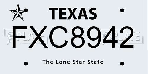 FXC8942 Texas License Plate