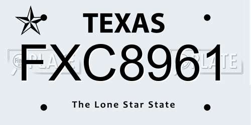 FXC8961 Texas License Plate
