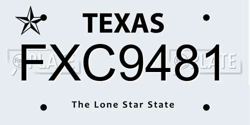 FXC9481 Texas License Plate