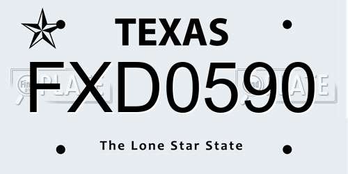 FXD0590 Texas License Plate