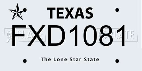 FXD1081 Texas License Plate