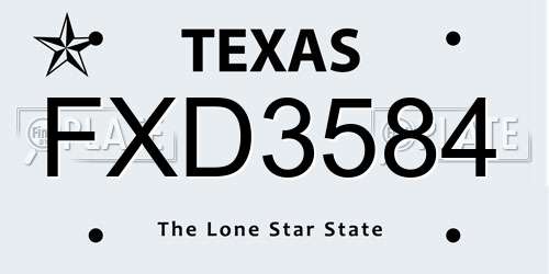 FXD3584 Texas License Plate