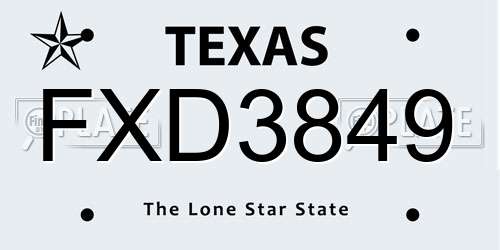 FXD3849 Texas License Plate