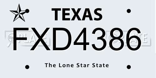 FXD4386 Texas License Plate