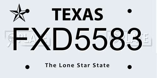 FXD5583 Texas License Plate