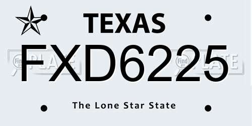 FXD6225 Texas License Plate