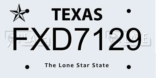 FXD7129 Texas License Plate