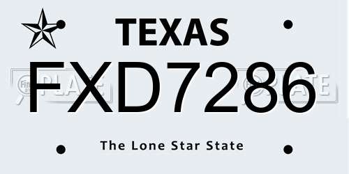 FXD7286 Texas License Plate