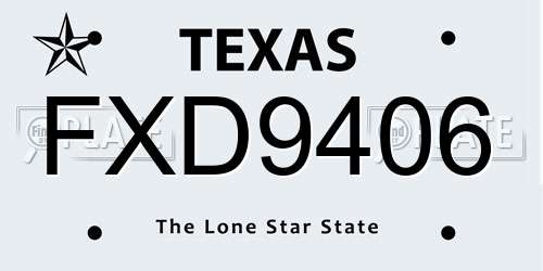 FXD9406 Texas License Plate