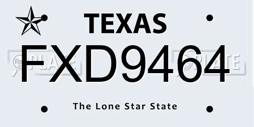 FXD9464 Texas License Plate