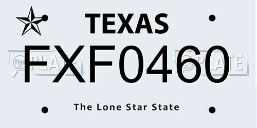 FXF0460 Texas License Plate