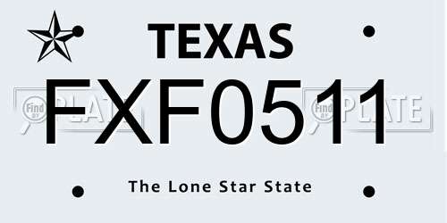 FXF0511 Texas License Plate