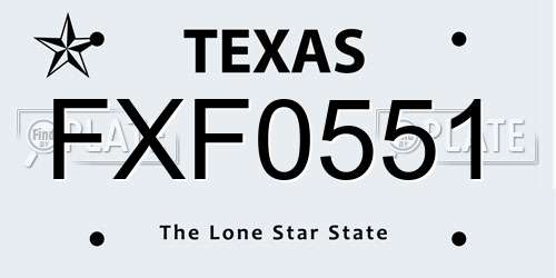 FXF0551 Texas License Plate
