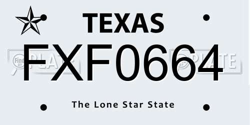 FXF0664 Texas License Plate