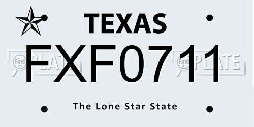 FXF0711 Texas License Plate