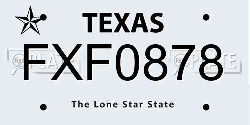 FXF0878 Texas License Plate