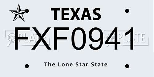 FXF0941 Texas License Plate