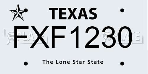 FXF1230 Texas License Plate