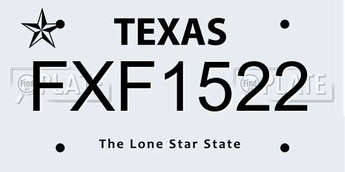 FXF1522 Texas License Plate