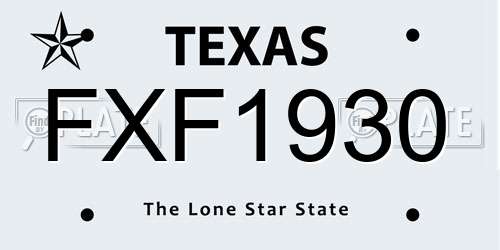 FXF1930 Texas License Plate