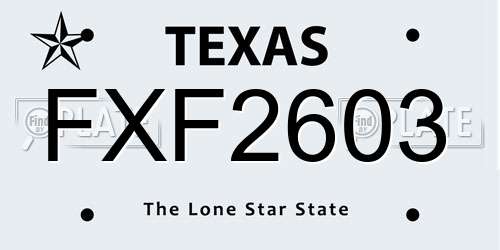 FXF2603 Texas License Plate