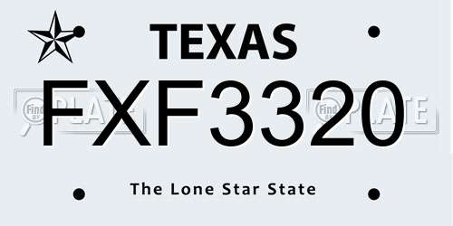 FXF3320 Texas License Plate