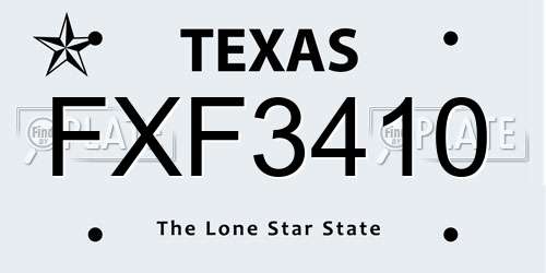 FXF3410 Texas License Plate