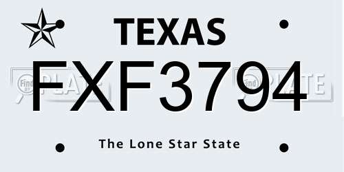 FXF3794 Texas License Plate