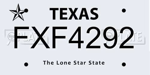 FXF4292 Texas License Plate