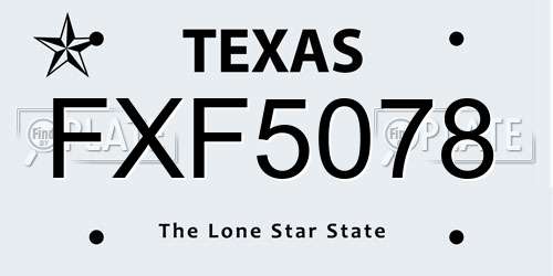 FXF5078 Texas License Plate