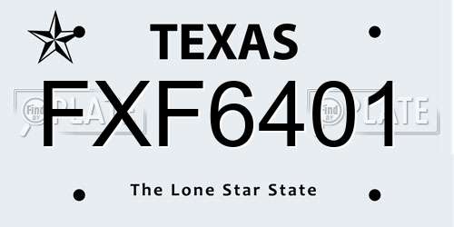 FXF6401 Texas License Plate