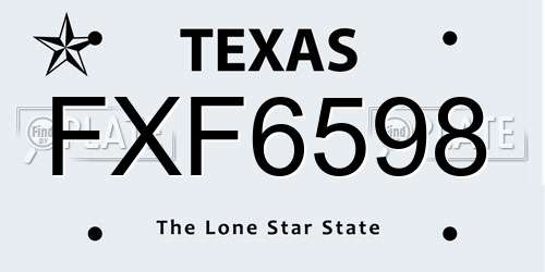 FXF6598 Texas License Plate