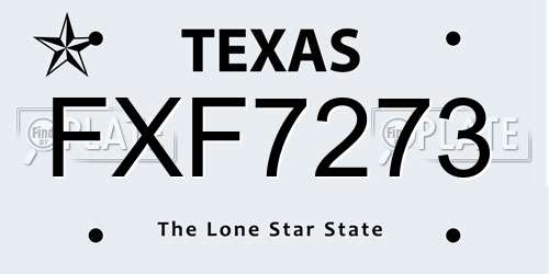 FXF7273 Texas License Plate