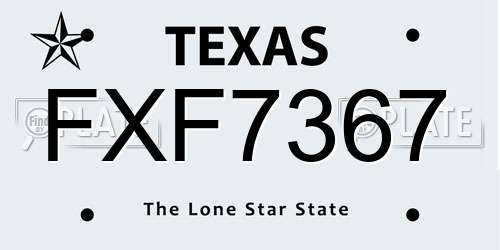 FXF7367 Texas License Plate