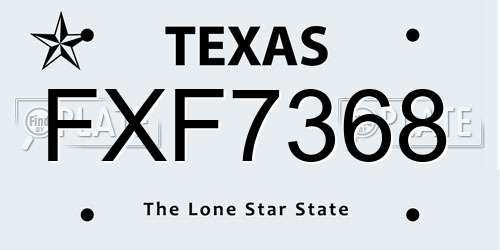 FXF7368 Texas License Plate