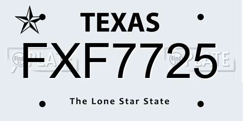 FXF7725 Texas License Plate