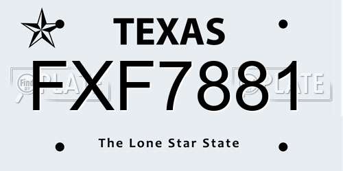 FXF7881 Texas License Plate