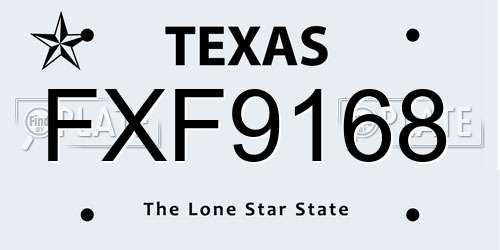 FXF9168 Texas License Plate