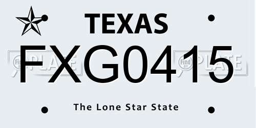 FXG0415 Texas License Plate