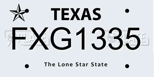 FXG1335 Texas License Plate