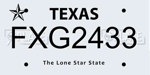 FXG2433 Texas License Plate