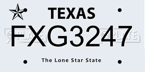 FXG3247 Texas License Plate