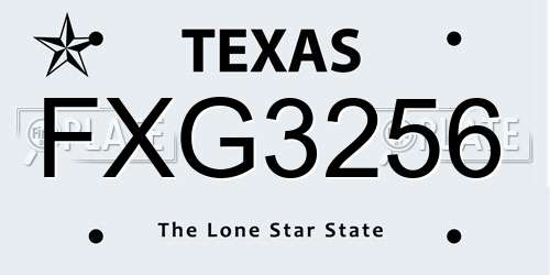 FXG3256 Texas License Plate