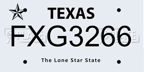 FXG3266 Texas License Plate