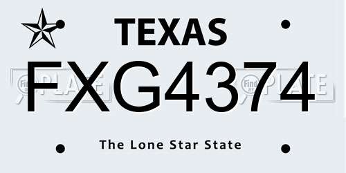 FXG4374 Texas License Plate