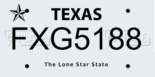 FXG5188 Texas License Plate