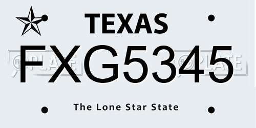 FXG5345 Texas License Plate