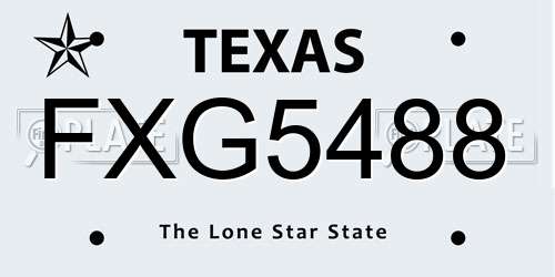 FXG5488 Texas License Plate
